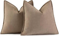 MIULEE Pack of 2 Coco Brown Decorative Pillow Covers 22x22 Inch Soft Chenille Luxurious Couch Throw Pillows Farmhouse Cushion Covers Euro Shams with Elegant Design for Sofa Bed Living Room Home Decor