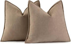 MIULEE Pack of 2 Coco Brown Decorative Pillow Covers 24x24 Inch Soft Chenille Luxurious Couch Throw Pillows Farmhouse Cushion Covers Euro Shams with Elegant Design for Sofa Bed Living Room Home Decor