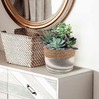 Woven Seagrass Planter Basket for Indoor Plants Decorative Storage Organizer Rustic Flower Pot for Faux Plants and Home for Windowsills and Living Spaces