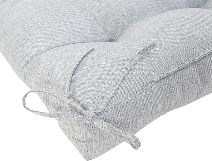 QILLOWAY Outdoor Seat/Back Chair Cushion Tufted Pillow, Spring/Summer Seasonal Replacement Cushions - Pack of 4 (Silver/Grey)