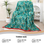 Boho Throw Blanket, 100% Organic Cotton Skin-Friendly Breathable Ultra Soft Bed Quilt Throw - All Season Blue & Red FishFarmhouse Decor Blanket for Sofa Couch Chair and Gift. 60" x 80"