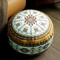 Unstuffed Pouf Cover Ottoman Footrest Bohemian Chenille Foot Stool Floor Bean Bag 20x8 Inches for Living Room Bedroom Home Decor (Mustard Yellow, Round)