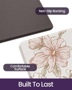 DEXI Kitchen Mats for Floor, 23x59, Cushioned Standing Mat Anti Fatigue, Wide Waterproof Comfort Floral Padded for Laundry Room Office, Pink