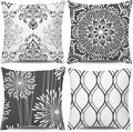 Coliuso Decorative Throw Pillow Covers 16x16 Set of 4, Dark Grey and White Modern Simple Square Pillow Case Cushion Cover for Sofa Couch Farmhouse Outdoor Living Room