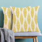 BETGINY Yellow Boho Pillow Covers 18 x 18 Inch Pack of 2, Bohemian Ethnic Herringbone Pattern Decorative Throw Pillow Covers Vintage Linen Farmhouse Outdoor Pillowcase for Bedroom Home Sofa Decor