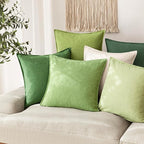 Foindtower Pack of 2, Decorative Linen Soild Throw Pillow Covers Soft Accent Euro Cushion Case Boho Farmhouse Pillowcase for Chair Couch Sofa Bedroom Living Room Home Decor 18 x 18 Inch Lime Green