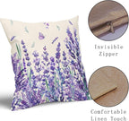Kawani Spring Summer Floral Pillow Covers 16X16 Inch Purple Lavender Butterfly Flowers Decorative Pillow Cases Set of 2 Seasonal Holiday Throw Pillows Farmhouse Home Decor for Sofa Couch Cushion