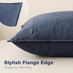 Foindtower Pack of 2, Decorative Linen Soild Throw Pillow Covers Soft Accent Square Cushion Case Boho Farmhouse Pillowcase for Chair Couch Sofa Bedroom Living Room Home Decor 20 x 20 Inch Navy Blue
