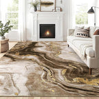 GarveeHome Large 8x10 Washable Rugs for Living Room Abstract Rug Swirl Marble Patterned Carpet, Low-Pile Non Slip Easy Cleaning Rug Neutral Modern Carpet for Bedroom Dining Room Farmhouse Office,Brown