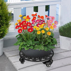 Rolling Plant Stand with Wheels, 2 Pack Heavy Duty Metal Plant Caddy 11 Inch Wrought Iron Plant Dolly Outdoor Round Plant Rollers Stand for Large Potted Plants and Flower Pot, Black
