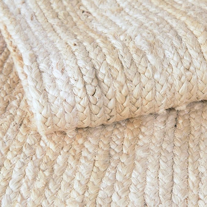 Unique Loom Braided Jute Collection Area Rug - Dhaka (8' Square, White)