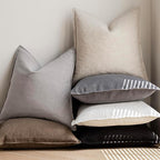 Foindtower Pack of 2, Decorative Linen Soild Throw Pillow Covers Soft Accent Cushion Case Boho Farmhouse Pillowcase for Chair Couch Sofa Bedroom Living Room Home Decor 24 x 24 Inch Light Rustic Gray