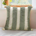 Boho Pillow Covers 18X18 Inch Boho Tufted Linen Throw Pillow Covers Decorative Pompoms Cushion Cover Farmhouse Pillow Case for Couch Sofa Bed Living Room Bedroom,Oliver Green