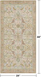 Beige 2x4 Washable Rug for Bathroom, Entryway Non Slip - Soft Low Pile Boho Small Throw Rugs for Kitchen, Powder Room - Unique Boho Bird Botanical Decorative Door Mats Stain Resistant