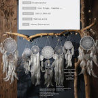 5 Pack Moon Phase Dreamcatcher Set Boho Wall Decor, Boho Macrame Wall Hanging Dream Catchers, for Home, Bedroom, Living Room, Witchy Gifts (Black Blue)