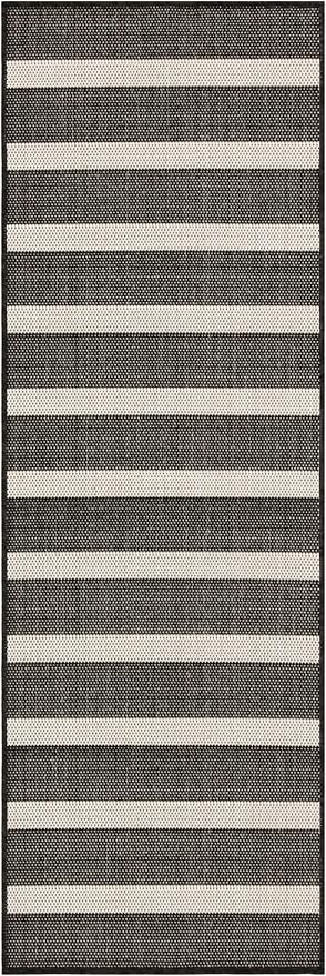 Nourison Home Positano Black Ivory 2' x 6' Area Rug - Easy Clean, Non Shedding, Bed Room, Living Room, Dining Room, Kitchen (6' Runner)