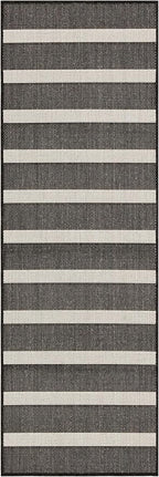 Nourison Home Positano Black Ivory 2' x 6' Area Rug - Easy Clean, Non Shedding, Bed Room, Living Room, Dining Room, Kitchen (6' Runner)