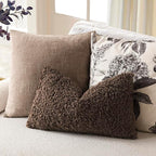 Foindtower Set of 2 Curly Teddy Wool Pillow Covers Decorative Boucle Textured Lumbar Throw Pillow Faux Fur Sherpa Pillowcases Sheepskin Fuzzy Cushion Case for Sofa Bedroom Car 12"x20" Dark Brown