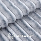 decorUhome Cozy Faux Fur Throw Pillow Covers 18x18 Set of 2 Decorative Soft Plush Striped Modern Farmhouse Boho Couch Pillow Cases with Velvet Back for Sofa Bed Living Room, Grey White