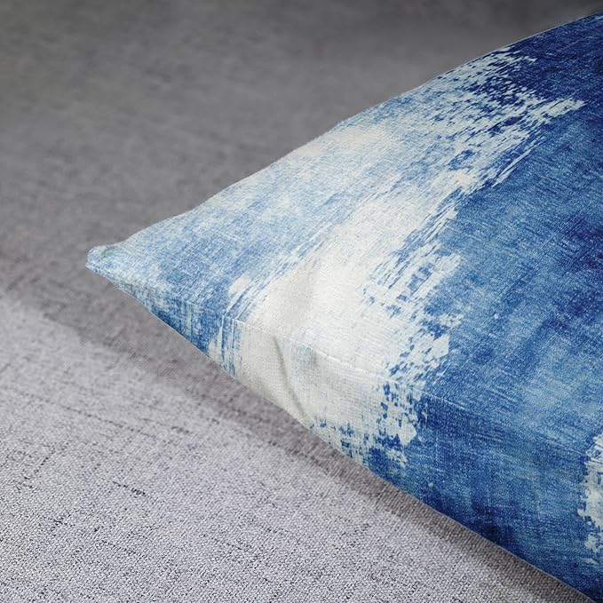 Britimes Throw Pillow Covers Modern Home Art Decor, 18 x 18 Inches Set of 2 Abstract Oil Painting Pillowcases for Bedroom, Living Room, Cushion Couch Sofa, Abstract White Blue