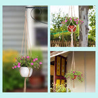 EBOOT 2 Pack 48 Inch Large Macrame Plant Hanger Rope to Hang Flower Pot Plant Holder for Indoor Outdoor Decorations, 4 Legs (Linen Color)