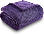 NEWCOSPLAY Super Soft Twin Blanket Dark Purple Premium Silky Flannel Fleece Leaves Pattern Lightweight Bed Blanket All Season Use (Dark Purple, Twin(60"x80"))