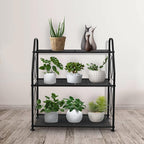 Plant Stand, 3 Tier Plant Shelf for Indoor Outdoor, Heavy Duty Metal Outdoor Plant Stand Holder Rack for Living Room Balcony and Garden, Black