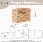 GYASVWU Water Hyacinth Hanging Basket with Handle, Woven Wall Baskets Storage, Wicker Front Door Basket, Wall Mounted Organizer, Farmhouse Baskets for Flowers/Magazine/Fruit Storage (Water Hyacinth)