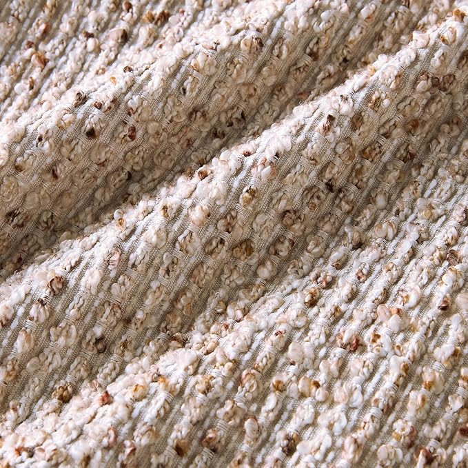 Decorative Couch Throw Pillow Covers 20x20 Set of 2 Beige Striped Soft Wool Pillow Covers Neutral Textured Boho Cushion Covers for Modern Farmhouse Sofa Bedroom Living Room Decor SY012-A20