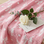 WRENSONGE Throw Blanket Diamond Bowknot Pink Soft Cozy Fluffy Warm Throw for Couch Sofa Bed Camping Picnic Travel Lightweight - 50"*60"