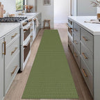 EARTHALL Woven Runner Rug 2x12 Ft Washable Runners for Hallways Extra Long Cotton Non Slip Rubber Backed Kitchen Runner Braided Indoor Floor Carpet for Entryway, Hall, Kitchen, Green