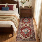Area Rugs 2'x6' Runner Rug Non Slip Washable for Kitchen Hallway Bedroom Beside Laundry Room Bathroom Rug, Floor Carpet, Red Blue