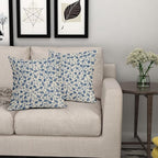 Blue Floral Pillow Covers 22x22 Set of 2 Vintage Rustic Old Style Cute Small Flower Cream Print Decorative Outdoor Pillowcases Farmhouse Throw Cushion Case Decor for Couch Sofa Bed