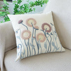 vctops Floral Embroidered Pillow Covers 18x18 Inch Spring Summer Cotton Tufted Throw Pillow Cover Outdoor Garden Cushion Case for Sofa, Bed, Living Room (Flower C,18"x18")
