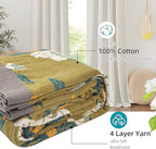 Boho Throw Blanket for Bed - 100% Pure Cotton Ultra Soft Rustic Quilt - Farmhouse Decor Bed Blankets, All Season Rustic Throw for Sofa Couch Chair(60"×80", Flower Branch)