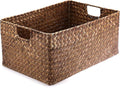 Hipiwe Seagrass Storage Baskets Bin for Shelf Handwoven Wicker Baskets Built-in Handles Rectangular Closet Bedroom Organizer Box Multipurpose Storage Basket Organizer,16.1"L x11.8"W x7.7"H