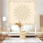 Apdidl Boho Mandala Floral Wall Tapestry for Bedroom Aesthetic, Bohemian Cute Flower Hippie Indian Beige Wall Hanging Blanket, Medallion Art Decor Tapestries for Teen Girls Living Room Dorm 60" X 79"
