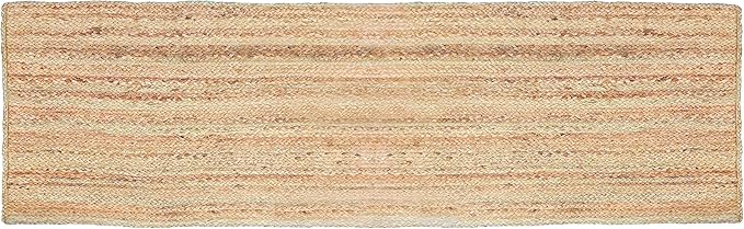 Ramanta Home Hand Woven Jute Braided Rug 2'x6' - Natural, Boho Reversible Floor Carpet for Living Room, Farmhouse Accent Rugs for Kitchen, Bedroom, Nursery, Kids Room, Patio - 24X72 Inch