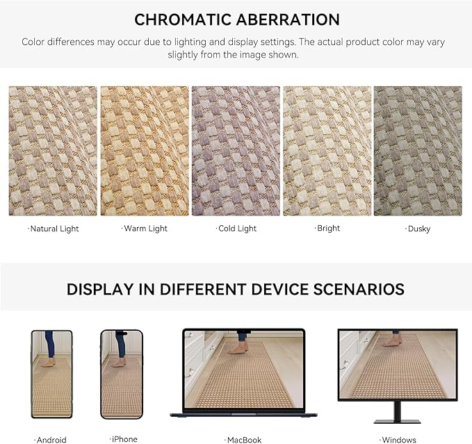 Large Kitchen Runner Rugs Long Kitchen Mat Non Slip Washable, Super Absorbent Soft Chenille Braided Kitchen Mats for Floor, Rubber Backing Kitchen Sink Standing Mat, Easy Clean, Brown 36"x71"