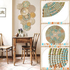 11 Pcs Boho Hanging Wall Basket Decor Handmade Woven Basket Wall Decorative Boho Wicker Baskets Placemats Round Farmhouse Bulrush Art for Rustic Home Decorations Christmas Gift(Bright)