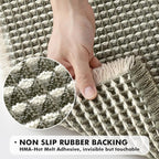 MIULEE Set of 2 Waffle Bathroom Rugs, Boho Bath Rugs Non Slip Washable, Super Absorbent Bath Mats, Ultra Soft Rubber Backed Shower Mats for Bathroom Floor, Tub, Green & Cream, 17"x24"+18"x30"