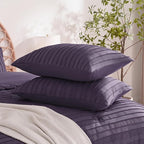 JELLYMONI Pillowcases Standard Size Purple 2 Pack Boho Striped Bed Pillow Covers 20x26in Polyester Envelope Pillow Shams Tufted Bohemian Textured (Pillows are not Included)