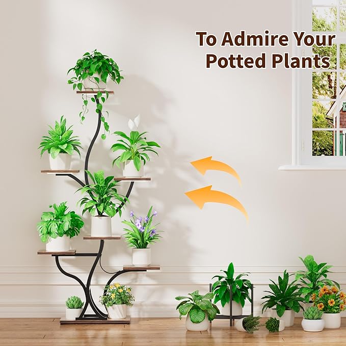 Plant Stand Indoor with Grow Lights - 59" Tall Plant Shelf Indoor, 7 Tiered Corner Plant Stands for Pots Plants Multiple, Metal Large Flower Holder Display Rack for Living Room, Home Decor Patio