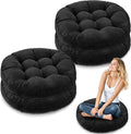 Jerify Floor Pillow Cushions Large Round Square Large Meditation Floor Pillow for Classroom Adult Meditation Picnic Party Seating Learning Daycare School(Round,Black,4 Pcs)