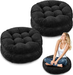 Jerify Floor Pillow Cushions Large Round Square Large Meditation Floor Pillow for Classroom Adult Meditation Picnic Party Seating Learning Daycare School(Round,Black,4 Pcs)