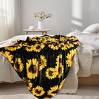 MACEVIA Sunflower Blankets Gifts for Women, Flannel Fleece Sunflower Gift, Floral Throw Blanket for Couch Bed Sofa, Soft Cozy Warm Lightweight Blankets for Travel Camping 260GSM (50"x60")