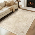 Farmhouse Beige Washable Area Rugs 5x7 for Living Room, Distressed Medallion Printed Rugs for Bedroom, Non Slip Washable Low Pile Thin Carpet Rugs for Dining Room/Kitchen/Foyer/Home Office