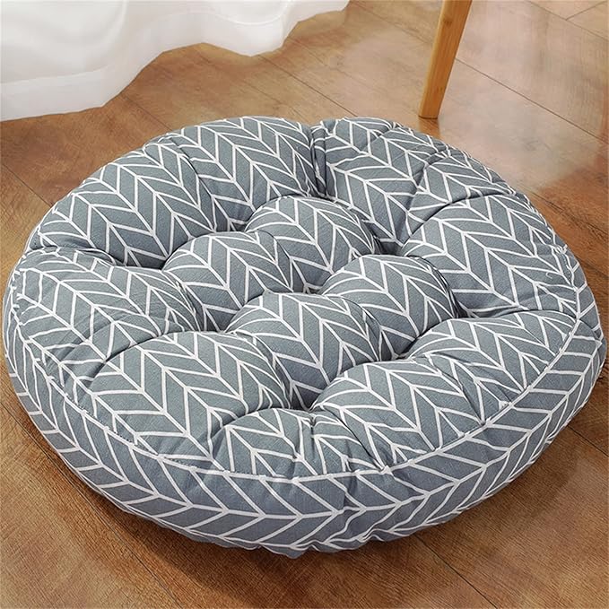 Large Round Floor Cushion, Comfortable Cotton and Linen Boho Meditation Pillow Tatami Seating Cushion for Room Reading Book Nursery Room Balcony,I,60 * 60cm