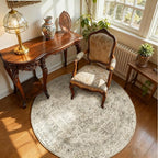 4x4 Round Bedroom Rug Washable: Living Room Rug Stain Resistant Non Slip Low Pile Soft Small Area Rug for Bedroom Entryway Kitchen Living Room Bedside Office Dorm Kids Room Entrance