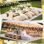 91 x 71 Extra Large Outdoor Boho Picnic Blanket with Beige White Table Runner, 6 Throw Pillow Covers 6 Napkins Woven Cotton Yarn Oversize Beach Blanket Washable Picnic Camp Wedding